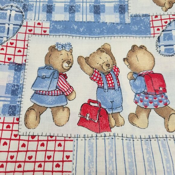 Vintage Springs Industries Teddy Bear & Cream Muslin Cotton Fabric Lot 2 Yards - Picture 3 of 6